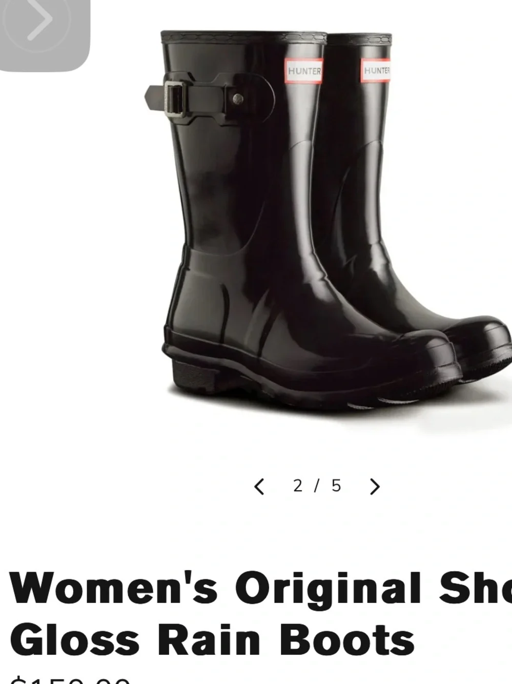 Hunter Gloss Black Short Rain Boots NIB